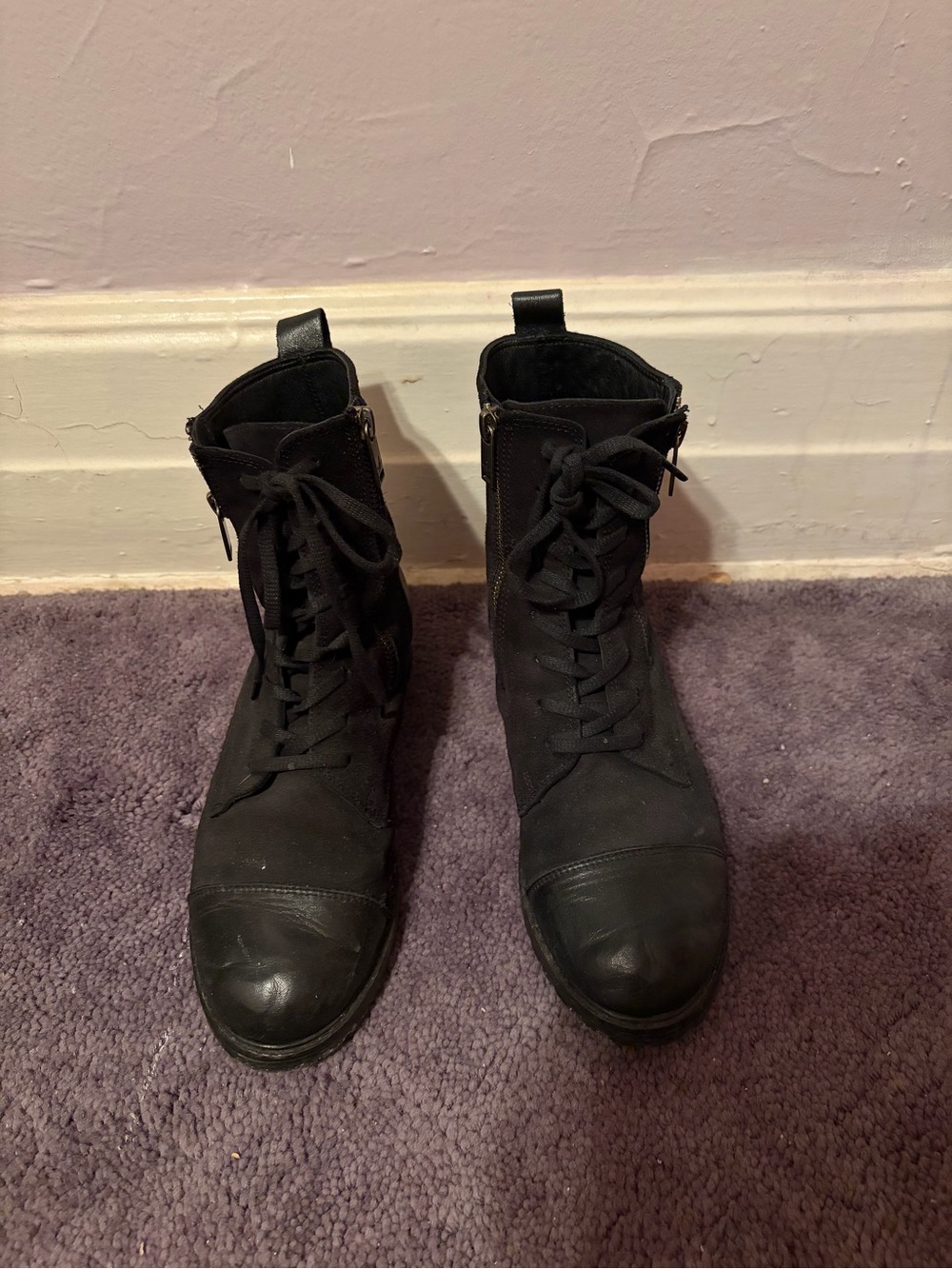 REAL LEATHER AND SUEDE Combat Boots